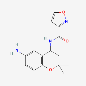 molecular formula C15H17N3O3 B6722728 N-(6-amino-2,2-dimethyl-3,4-dihydrochromen-4-yl)-1,2-oxazole-3-carboxamide 