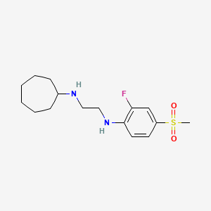 molecular formula C16H25FN2O2S B6723495 N-cycloheptyl-N'-(2-fluoro-4-methylsulfonylphenyl)ethane-1,2-diamine 