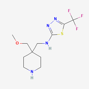 molecular formula C11H17F3N4OS B6723616 N-[[4-(methoxymethyl)piperidin-4-yl]methyl]-5-(trifluoromethyl)-1,3,4-thiadiazol-2-amine 