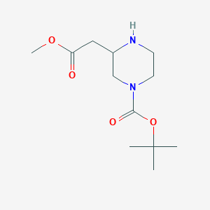 molecular formula C12H22N2O4 B067240 Tert-butyl 3-(2-methoxy-2-oxoethyl)piperazine-1-carboxylate CAS No. 183742-33-8