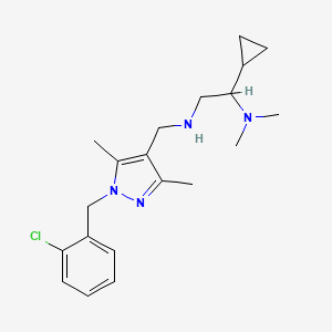 molecular formula C20H29ClN4 B6724070 N'-[[1-[(2-chlorophenyl)methyl]-3,5-dimethylpyrazol-4-yl]methyl]-1-cyclopropyl-N,N-dimethylethane-1,2-diamine 