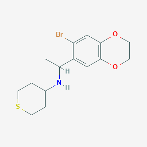 molecular formula C15H20BrNO2S B6724087 N-[1-(6-bromo-2,3-dihydro-1,4-benzodioxin-7-yl)ethyl]thian-4-amine 