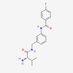molecular formula C19H22FN3O2 B6725237 N-[3-[[[(2S)-2-amino-3-methylbutanoyl]amino]methyl]phenyl]-4-fluorobenzamide 