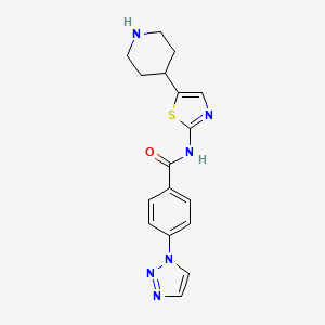 molecular formula C17H18N6OS B6725461 N-(5-piperidin-4-yl-1,3-thiazol-2-yl)-4-(triazol-1-yl)benzamide 