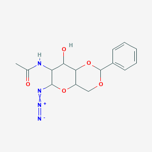 molecular formula C15H18N4O5 B067255 N-(6-azido-8-hydroxy-2-phenyl-4,4a,6,7,8,8a-hexahydropyrano[3,2-d][1,3]dioxin-7-yl)acetamide CAS No. 168397-51-1