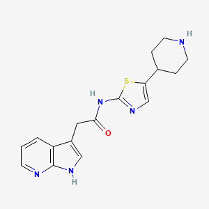 molecular formula C17H19N5OS B6725513 N-(5-piperidin-4-yl-1,3-thiazol-2-yl)-2-(1H-pyrrolo[2,3-b]pyridin-3-yl)acetamide 