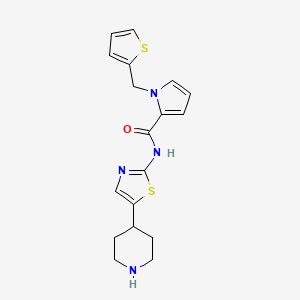 molecular formula C18H20N4OS2 B6725592 N-(5-piperidin-4-yl-1,3-thiazol-2-yl)-1-(thiophen-2-ylmethyl)pyrrole-2-carboxamide 