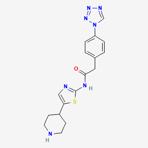 molecular formula C17H19N7OS B6725597 N-(5-piperidin-4-yl-1,3-thiazol-2-yl)-2-[4-(tetrazol-1-yl)phenyl]acetamide 