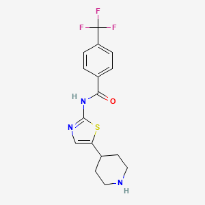 molecular formula C16H16F3N3OS B6725685 N-(5-piperidin-4-yl-1,3-thiazol-2-yl)-4-(trifluoromethyl)benzamide 