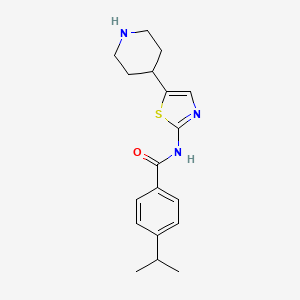 molecular formula C18H23N3OS B6725723 N-(5-piperidin-4-yl-1,3-thiazol-2-yl)-4-propan-2-ylbenzamide 