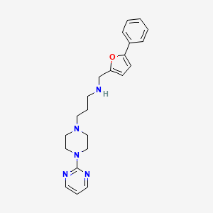 molecular formula C22H27N5O B6725952 N-[(5-phenylfuran-2-yl)methyl]-3-(4-pyrimidin-2-ylpiperazin-1-yl)propan-1-amine 