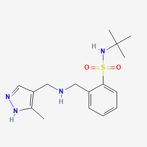 molecular formula C16H24N4O2S B6726256 N-tert-butyl-2-[[(5-methyl-1H-pyrazol-4-yl)methylamino]methyl]benzenesulfonamide 