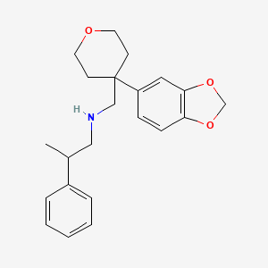 molecular formula C22H27NO3 B6726264 N-[[4-(1,3-benzodioxol-5-yl)oxan-4-yl]methyl]-2-phenylpropan-1-amine 