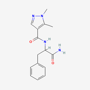molecular formula C15H18N4O2 B6726740 N-(1-amino-1-oxo-3-phenylpropan-2-yl)-1,5-dimethylpyrazole-4-carboxamide 
