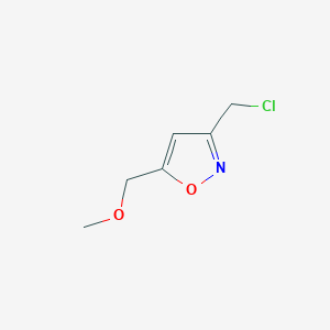molecular formula C6H8ClNO2 B067278 Isoxazole, 3-(chloromethyl)-5-(methoxymethyl)- (9CI) CAS No. 167155-52-4