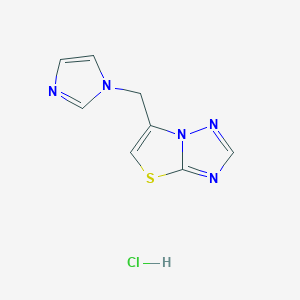 molecular formula C8H8ClN5S B067334 Thiazolo(3,2-b)(1,2,4)triazole, 6-(1H-imidazol-1-ylmethyl)-, monohydrochloride CAS No. 170658-36-3