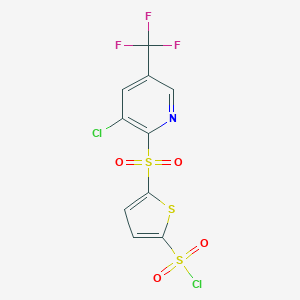 molecular formula C10H4Cl2F3NO4S3 B067349 5-[3-Chloro-5-(trifluoromethyl)pyrid-2-ylsulphonyl]thiophene-2-sulphonyl chloride CAS No. 175203-00-6