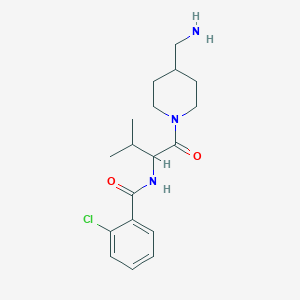 molecular formula C18H26ClN3O2 B6737167 N-[1-[4-(aminomethyl)piperidin-1-yl]-3-methyl-1-oxobutan-2-yl]-2-chlorobenzamide 