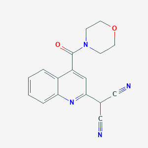 molecular formula C17H14N4O2 B067406 Morpholine, 4-((2-(dicyanomethyl)-4-quinolinyl)carbonyl)- CAS No. 180859-71-6