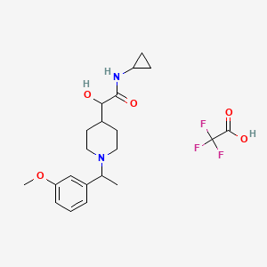 molecular formula C21H29F3N2O5 B6743695 N-cyclopropyl-2-hydroxy-2-[1-[1-(3-methoxyphenyl)ethyl]piperidin-4-yl]acetamide;2,2,2-trifluoroacetic acid 
