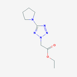 molecular formula C9H15N5O2 B067450 Ethyl 2-(5-tetrahydro-1H-pyrrol-1-YL-2H-1,2,3,4-tetraazol-2-YL)acetate CAS No. 175205-06-8
