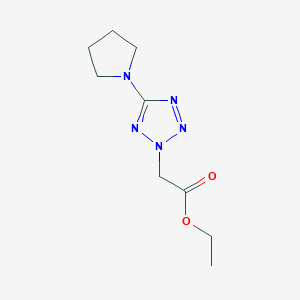 molecular formula C9H15N5O2 B067450 Ethyl 2-(5-pyrrolidin-1-yltetrazol-2-yl)acetate CAS No. 175205-06-8