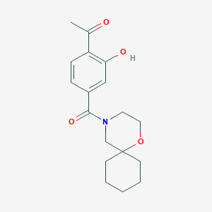 molecular formula C18H23NO4 B6747140 1-[2-Hydroxy-4-(1-oxa-4-azaspiro[5.5]undecane-4-carbonyl)phenyl]ethanone 
