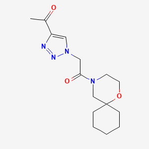 molecular formula C15H22N4O3 B6747180 2-(4-Acetyltriazol-1-yl)-1-(1-oxa-4-azaspiro[5.5]undecan-4-yl)ethanone 