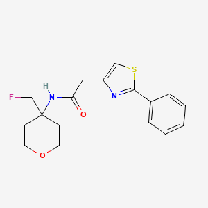 molecular formula C17H19FN2O2S B6747229 N-[4-(fluoromethyl)oxan-4-yl]-2-(2-phenyl-1,3-thiazol-4-yl)acetamide 