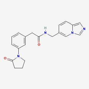 molecular formula C20H20N4O2 B6747239 N-(imidazo[1,5-a]pyridin-6-ylmethyl)-2-[3-(2-oxopyrrolidin-1-yl)phenyl]acetamide 