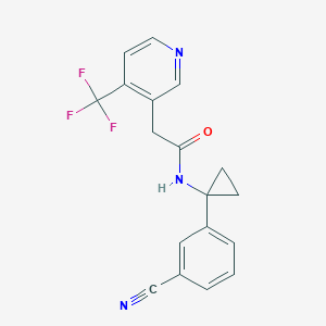 molecular formula C18H14F3N3O B6747287 N-[1-(3-cyanophenyl)cyclopropyl]-2-[4-(trifluoromethyl)pyridin-3-yl]acetamide 