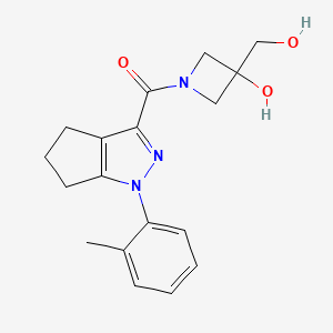 molecular formula C18H21N3O3 B6747294 [3-hydroxy-3-(hydroxymethyl)azetidin-1-yl]-[1-(2-methylphenyl)-5,6-dihydro-4H-cyclopenta[c]pyrazol-3-yl]methanone 