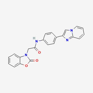 molecular formula C22H16N4O3 B6747470 N-(4-(imidazo[1,2-a]pyridin-2-yl)phenyl)-2-(2-oxobenzo[d]oxazol-3(2H)-yl)acetamide 