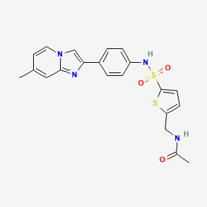 molecular formula C21H20N4O3S2 B6747475 N-((5-(N-(4-(7-methylimidazo[1,2-a]pyridin-2-yl)phenyl)sulfamoyl)thiophen-2-yl)methyl)acetamide 