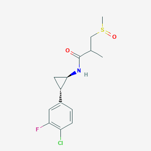 molecular formula C14H17ClFNO2S B6750495 N-[(1R,2S)-2-(4-chloro-3-fluorophenyl)cyclopropyl]-2-methyl-3-methylsulfinylpropanamide 