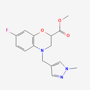 molecular formula C15H16FN3O3 B6750538 Methyl 7-fluoro-4-[(1-methylpyrazol-4-yl)methyl]-2,3-dihydro-1,4-benzoxazine-2-carboxylate 