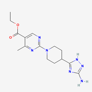 molecular formula C15H21N7O2 B6750621 ethyl 2-[4-(3-amino-1H-1,2,4-triazol-5-yl)piperidin-1-yl]-4-methylpyrimidine-5-carboxylate 