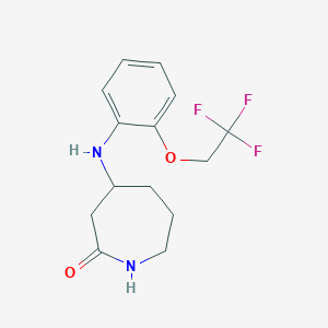molecular formula C14H17F3N2O2 B6750996 4-[2-(2,2,2-Trifluoroethoxy)anilino]azepan-2-one 