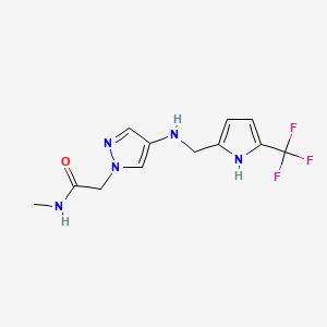 molecular formula C12H14F3N5O B6751002 N-methyl-2-[4-[[5-(trifluoromethyl)-1H-pyrrol-2-yl]methylamino]pyrazol-1-yl]acetamide 