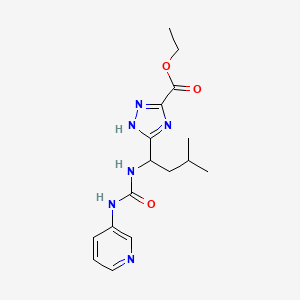 molecular formula C16H22N6O3 B6751267 ethyl 5-[3-methyl-1-(pyridin-3-ylcarbamoylamino)butyl]-1H-1,2,4-triazole-3-carboxylate 