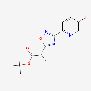 molecular formula C14H16FN3O3 B6751280 Tert-butyl 2-[3-(5-fluoropyridin-2-yl)-1,2,4-oxadiazol-5-yl]propanoate 