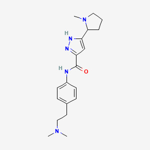 molecular formula C19H27N5O B6751295 N-[4-[2-(dimethylamino)ethyl]phenyl]-5-(1-methylpyrrolidin-2-yl)-1H-pyrazole-3-carboxamide 