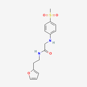 molecular formula C15H18N2O4S B6751324 N-[2-(furan-2-yl)ethyl]-2-(4-methylsulfonylanilino)acetamide 