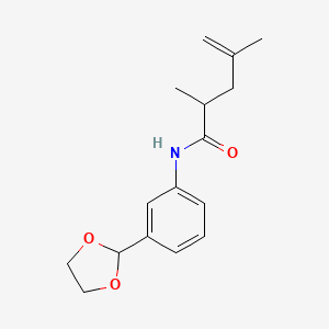 molecular formula C16H21NO3 B6751431 N-[3-(1,3-dioxolan-2-yl)phenyl]-2,4-dimethylpent-4-enamide 