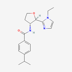 molecular formula C19H25N3O2 B6751502 N-[(2R,3R)-2-(1-ethylimidazol-2-yl)oxolan-3-yl]-4-propan-2-ylbenzamide 