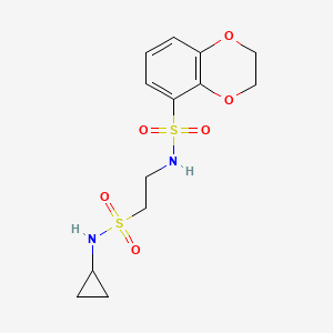 molecular formula C13H18N2O6S2 B6751591 N-[2-(cyclopropylsulfamoyl)ethyl]-2,3-dihydro-1,4-benzodioxine-5-sulfonamide 