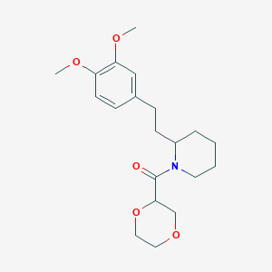 molecular formula C20H29NO5 B6751644 [2-[2-(3,4-Dimethoxyphenyl)ethyl]piperidin-1-yl]-(1,4-dioxan-2-yl)methanone 