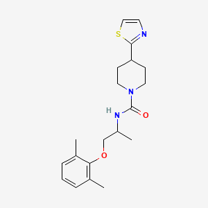 molecular formula C20H27N3O2S B6751734 N-[1-(2,6-dimethylphenoxy)propan-2-yl]-4-(1,3-thiazol-2-yl)piperidine-1-carboxamide 