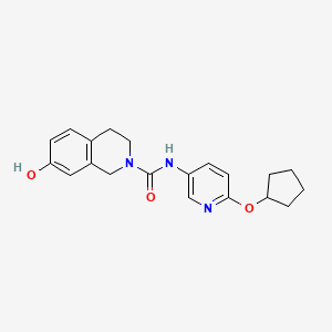 molecular formula C20H23N3O3 B6751789 N-(6-cyclopentyloxypyridin-3-yl)-7-hydroxy-3,4-dihydro-1H-isoquinoline-2-carboxamide 