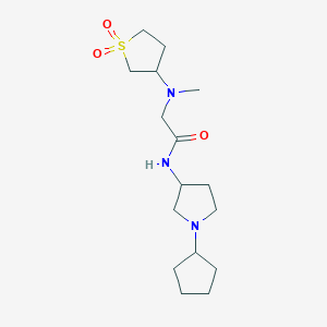 molecular formula C16H29N3O3S B6752188 N-(1-cyclopentylpyrrolidin-3-yl)-2-[(1,1-dioxothiolan-3-yl)-methylamino]acetamide 